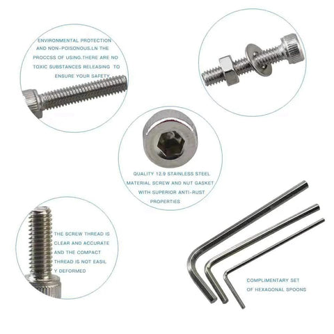 850 Piece Stainless Steel Nuts and Bolts Set M2 M3 M4 Hex Machine Screws Assortment Kit with Wrench for Electronics Projects