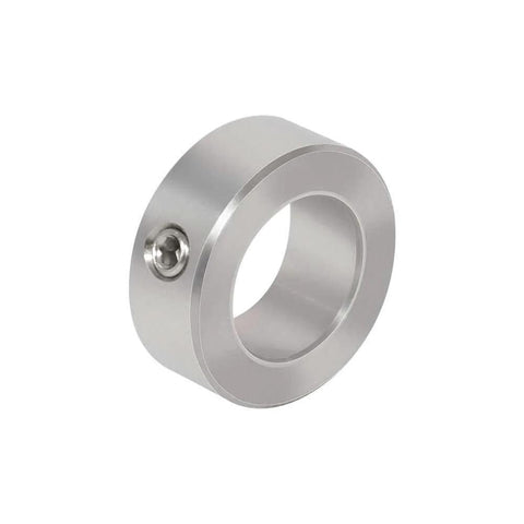 Close-up of 1/2 Inch Stainless Steel Shaft Collar with Set Screw from 4 Pack, showing corrosion-resistant material and secure fit.