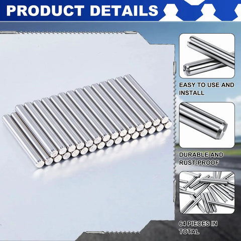 Stainless Steel Shelf Dowel Pins 5mm By 40mm, 32 Pack, Anti Rust Shelf Support Pegs for DIY cabinets and bookshelves, product details view