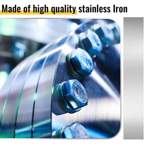 Close-up of 304 stainless steel shim stock used in machinery, featuring bolts and reflective metal surface. Sturdy 24 Piece 304 Stainless Steel Shim Stock Kit With 1 By 6 Inch Strips Eight Thickness Sizes Gap Filler For Home Improvement Kitchen Trim Cabinet And Furniture Adjustments Bendable And Durable Shims For Precise DIY Projects.