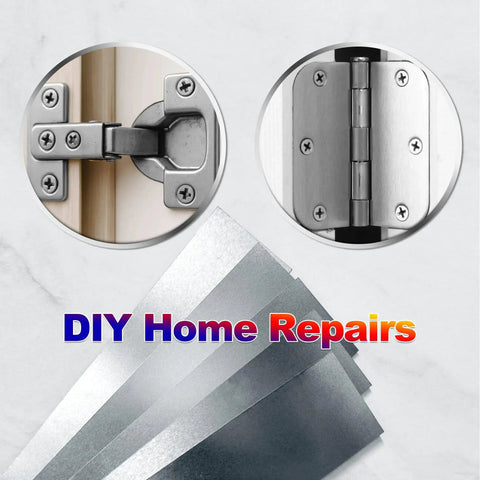 Stainless Steel Shim Stock Set Of 50 Pcs 0.001 To 0.01 Inch Thickness for precise door and hinge adjustments in home repairs.