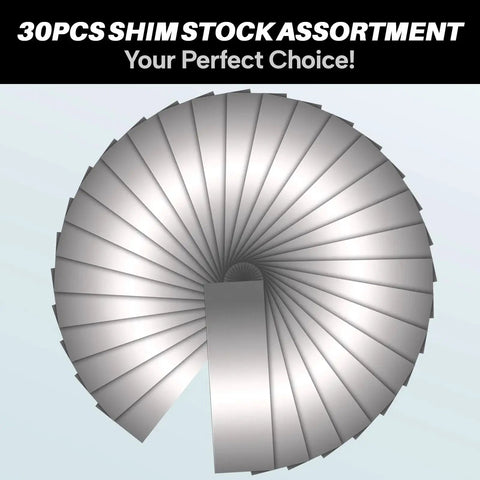 Precision Stainless Steel Shim Stock Assortment 30 Piece Set 2 Inch Width By 6 Inch Length 0.001 To 0.01 Inch Thickness 304 Stainless Steel Shims