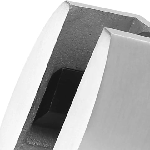 Close-up view of a sliding shower door bottom guide made from 304 stainless steel, showing its durable construction and finish.