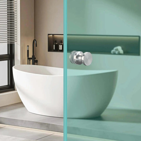 Heavy Duty Stainless Steel Shower Door Handle For Glass Doors One Sided Pull Knob SUS304 Brushed Nickel in modern bathroom