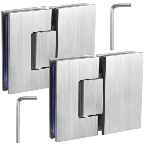 Two Pack 180 Degree Glass Shower Door Hinges For Frameless Glass To Glass Install Fits 8mm To 12mm Thick Glass