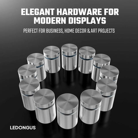 12 Pack Stainless Steel Standoff Screws With Wall Anchors And Rubber Pads For Sign Mounting Of Acrylic Signs Photo Frames And Advertising Boards Silver Three Quarter Inch By Nineteen Millimeter By Twenty Five Millimeter Durable Rustproof Indoor Outdoor displayed in a circle.