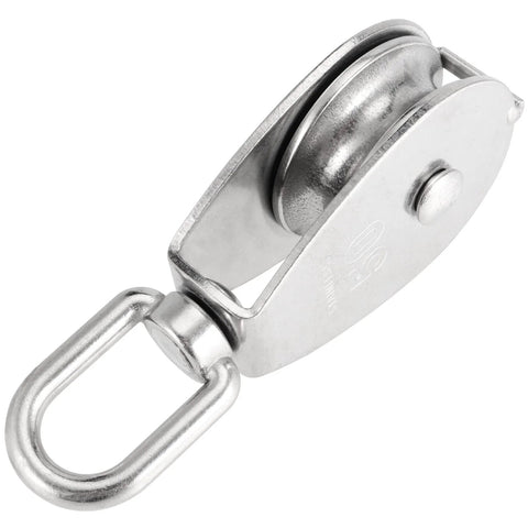 6 Pack M50 Single Pulley Block, 304 stainless steel lifting wire crane pulley roller with swivel hook, silver finish