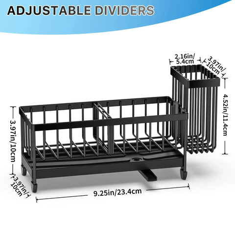 Compact rustproof 304 stainless steel sink caddy with a rotatable spout and tall brush holder