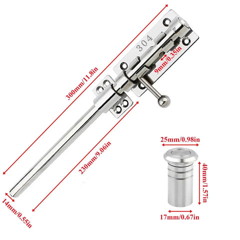 Slide Bolt Gate Latch Thickened 304 Stainless Steel Heavy Duty Barrel Bolt With Padlock Hole And Dust Canister for wooden fence