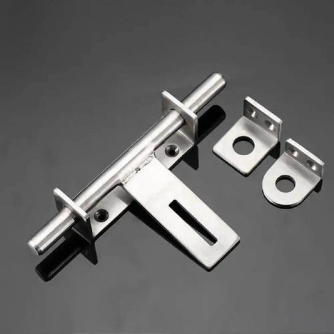 Sliding Bolt Gate Latch with Padlock Hole Heavy Duty 304 Stainless Steel Barrel Door Latch Brushed Finish Built Tough for Exterior Use Rust Proof Extra Security Hasp Ideal for Fences Gates and Barn Doors on a black surface with mounting hardware