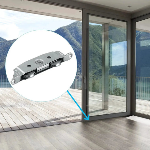 Sliding Door Tandem Roller Assembly in 304 Stainless Steel for Patio Doors, Replacement Roller Set with 330 Lbs Load Capacity