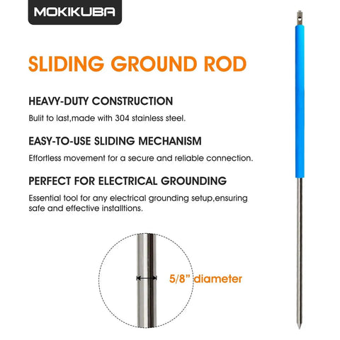 Heavy Duty Sliding Grounding Rod For Electronic Locating Equipment, Stainless Steel Construction, 1.5 Inch Diameter Ground Rod Tube