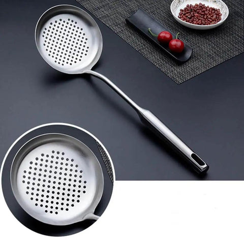 Slotted Skimmer Spoon With 304 Stainless Steel Build And Ergonomic Wooden Handle, Heat Resistant, 15 Inch Kitchen Strainer Ladle