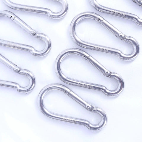 2.4 Inch 304 Stainless Steel Spring Snap Hook Heavy Duty 264 Pound Load Capacity Quick Release Clip Pack Of 10, top view