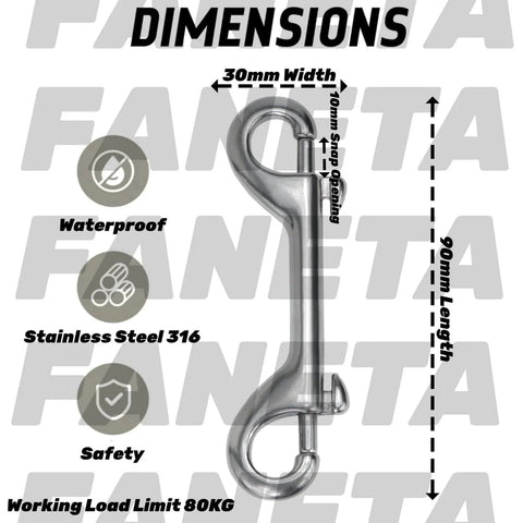 316 Stainless Steel Double Ended Bolt Snap Hook Marine Grade Diving Clips Heavy Duty Trigger Chain Clip Key Holder For Pet Feed