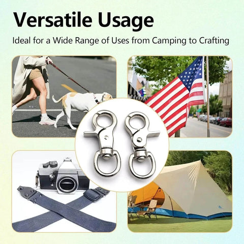 Three Pack Trigger Snap Hooks Metal Clasp Hook Marine Grade Stainless Steel 316 Heavy Duty Swivel Clips with versatile uses