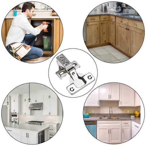 24 Pack Half Inch Overlay Soft Close Cabinet Hinges For Kitchen Cabinets Stainless Steel Concealed Hidden Hinges in various kitchen setups
