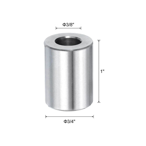 Front view of 10 Pack Stainless Steel Spacer Three Eighths Inch Bore Three Quarters Inch Outer Diameter One Inch Length Standoff Bushing.