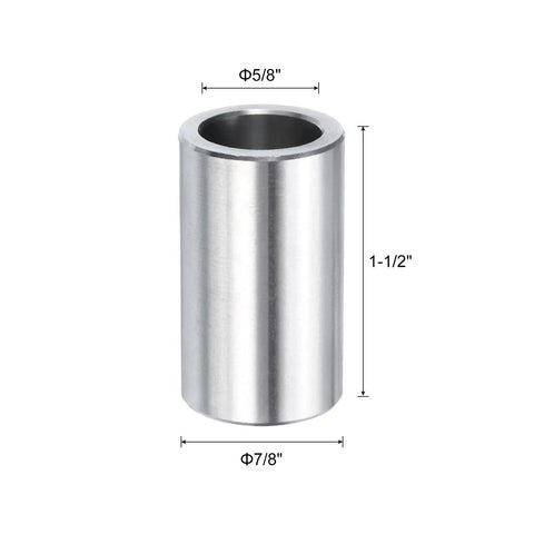 Stainless Steel Spacer 5/8 Bore 7/8 OD 1-1/2 Length, 304 Stainless Round Metal Standoff Bushing Plain Finish For 5/8 Screws Bolts And Rods