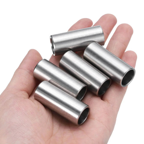 Five Piece Pack Stainless Steel Spacer 1/2 Inch Bore 5/8 Inch Outer Diameter 1-1/2 Inch Length For 1/2 Inch Screws Bolts And Rods, 304 Stainless Round Metal Standoff Bushing In Plain Finish, Corrosion Resistant And Durable For Mechanical Assemblies, set of five in hand