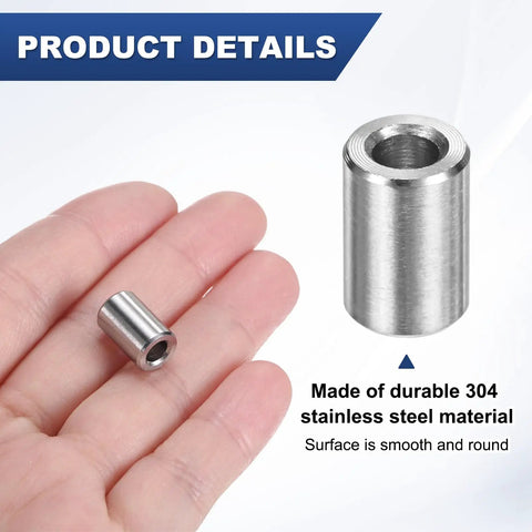 Stainless Steel Spacers M4 304 Grade Pack Of 10 4Mm ID X 8Mm OD X 12Mm Length Round Screw Standoffs Silver displayed on hand