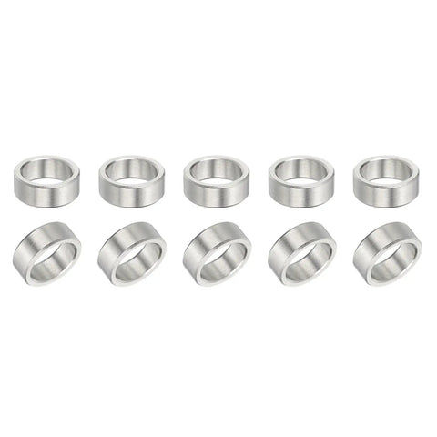 304 Stainless Steel Spacer Set 10 Pcs Round Metal Spacer 1/2 Inch Bore By 5/8 Inch OD By 1/4 Inch Length Unthreaded Screw Standoff For 3/8 Inch Screws Bolts And Rods arranged in two rows