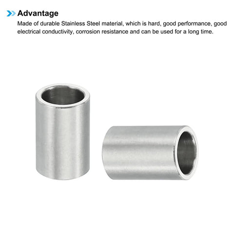 Durable Stainless Steel Spacers Set Five Pieces With 6.1mm ID 8mm OD And 12mm Length Fits Quarter Inch Or M6 Bolts Round Screw Standoffs.