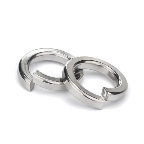 Close-up of One Quarter Inch Split Lock Washers 304 Stainless Steel Pack 150 Pieces