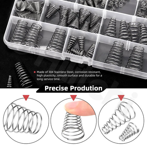 149 Piece Stainless Steel Spring Assortment Kit With 15 Sizes Of Compression And Extension Springs for repairs and projects