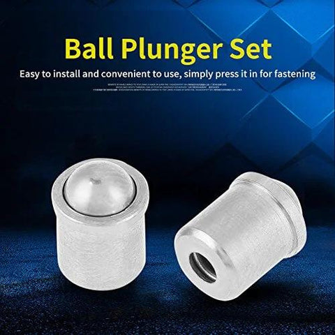 10 pcs stainless steel push fit spring ball plungers 7 x 6 mm, smooth action positioning plungers displayed on blue background
