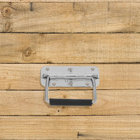 Heavy Duty Stainless Steel Folding Spring Handle 110mm for toolbox chest wooden box and industrial equipment, chrome plated wire pull
