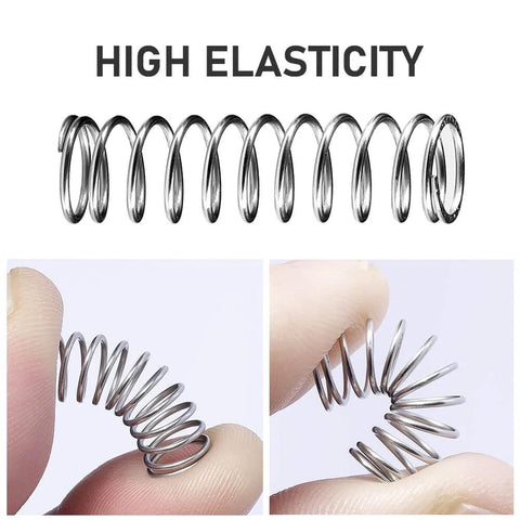 Metal spring with high elasticity demonstration for utility cart stability.