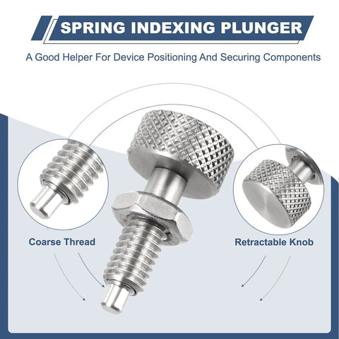 Heavy Duty Spring Plunger With Knurled Handle M10x1.5 Spring Return Knob Plunger 304 Stainless Steel Coarse Thread