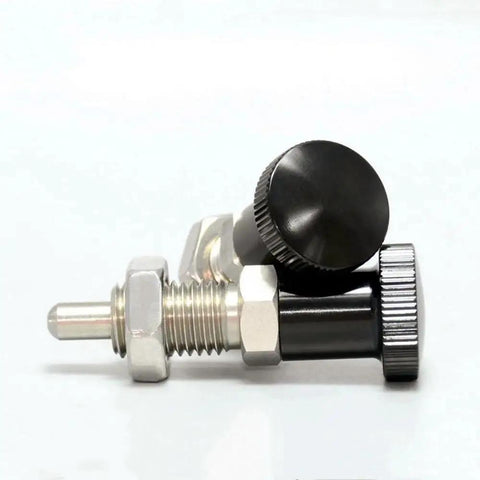 Close-up of Stainless Steel Ball Nose Spring Plunger Set 2 Pack Retractable Hand Operated Indexing Pins, M10 Threads