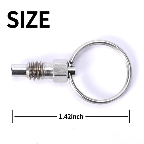 2 Pack Stainless Steel Spring Plunger with Pull Ring, 1/4-20 Thread Non-Locking Stubby, 1.42 inch length