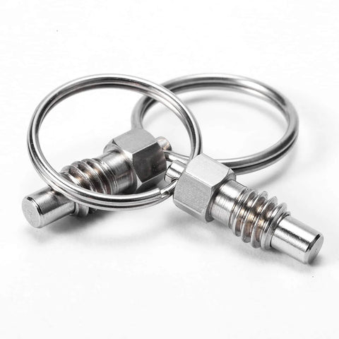 2 Pack Stainless Steel Spring Plunger with Pull Ring, 1/4-20 Thread Non-Locking Stubby Hand-Retractable Index Plungers