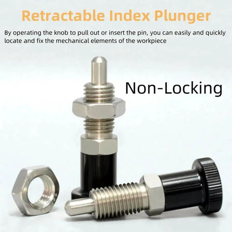 Stainless Steel Ball Nose Spring Plunger Set 2 Pack Retractable Hand Operated Indexing Pins Non Locking Push Fit Plungers For Industrial Equipment M10 Threads Rust Proof Positioning And Fixing Hardware Precision Machined Design For Easy Mounting In Jigs