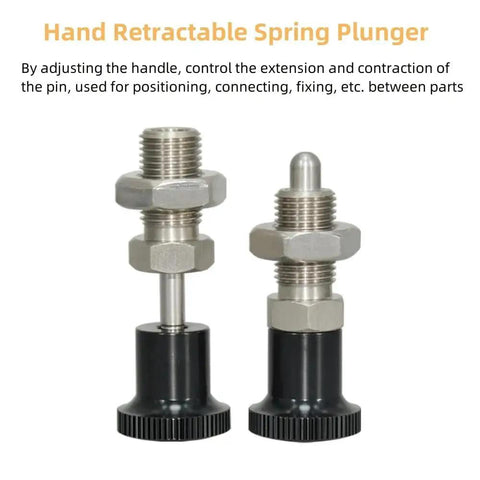 Stainless Steel Ball Nose Spring Plunger Set 2 Pack Retractable Hand Operated Indexing Pins Non Locking Push Fit Plungers