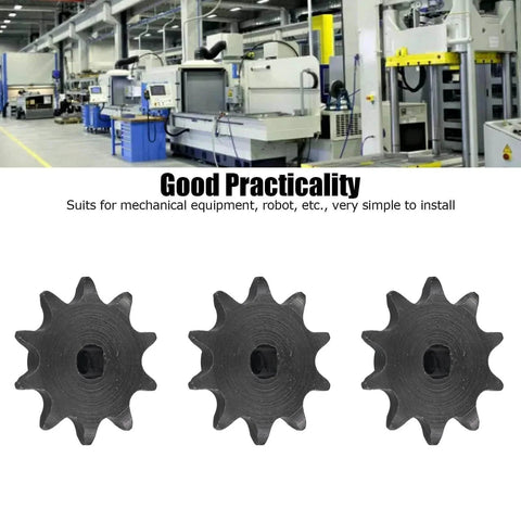 Three Piece Stainless Steel Sprockets Set With 8mm Pitch And 6mm D Hole Drive Gears Ten Teeth Each For Machinery Equipment