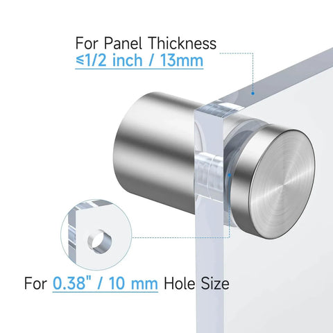 8 Pack Stainless Steel Standoff Screws For Acrylic Display, 1 Inch Diameter By 1 Inch Long Wall Mounts With Cap 1 Quarter Inch sign holder close-up