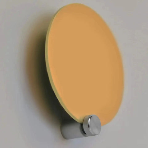 Round acrylic sign mounted with pro grade stainless steel standoff screw for sturdy easy install, 3D effect view.
