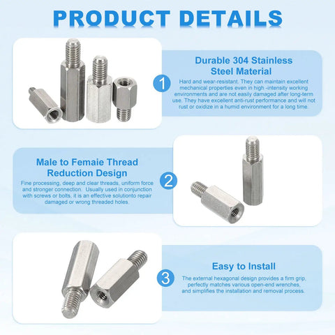 4 Pack M6 To One Quarter Twenty Reducing Standoff Screws Stainless Steel 304 For PCBs And Motherboards, product details.
