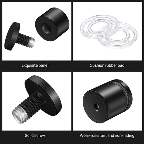 8 Piece Stainless Steel Standoff Screws Set for Sign Mounting Wall Hardware 1x1 Inch with Self Tapping Screws and Rubber Cushions