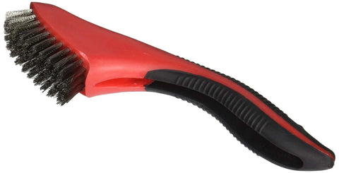 5x11 Row, Stainless Steel Stripper Brush with red ergonomic handle for rust removal