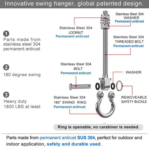 6 Pack Wood Beam And I Beam Hanger Set Stainless Steel Permanent Anti Rust Heavy Duty Swing Hooks Diagram