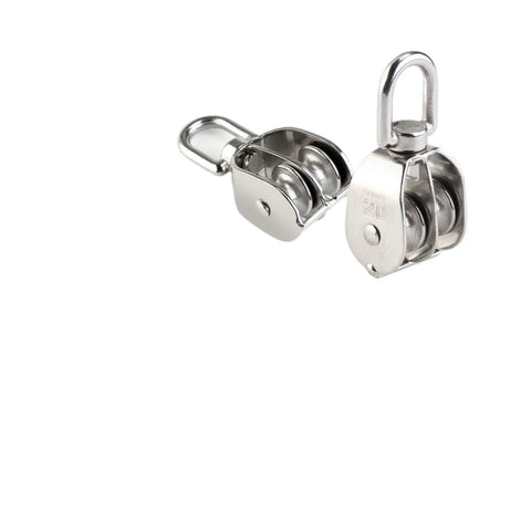 2-Pack 304 Stainless Steel Swivel Pulley 20mm Rigging Hardware Wire Rope Crane Pulley Block Hanging Wire Towing Wheel, front view