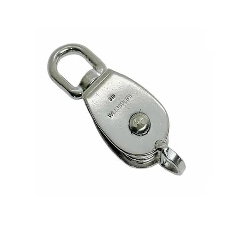 Five Piece 1 Inch Stainless Steel Single Pulley With Swivel Eye For Marine Rigging Lift 316 Stainless Construction Accepts One Quarter Inch Rope