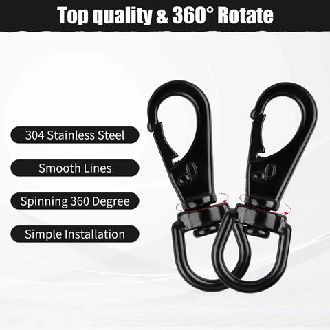Stainless Steel Swivel Eye Snap Hook 2.7 Inch Heavy Duty Clips 5 Pack for Flagpole Rope Bird Feeders Pet Chains Dog Tie Out Cable and Keychains Anti Tangle 360 Degree Rotation