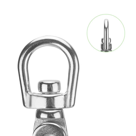 Close-up of 4 Pack 2.67 Inch Trigger Snap Hooks With 360 Degree Swivel Lobster Clasps Stainless Steel 316 Heavy Duty Clips detail