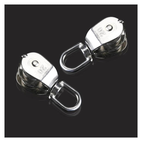 2-Pack 304 Stainless Steel Swivel Pulley 20mm Rigging Hardware Wire Rope Crane Pulley Block Hanging Wire Towing Wheel